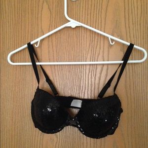 sequin black bra